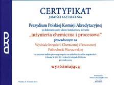 CERTYFIKATY I WYRÓŻNIENIA SPIS TREŚCI Od Dziekana 2 Dlaczego warto studiować Inżynierię Chemiczną i Procesową?