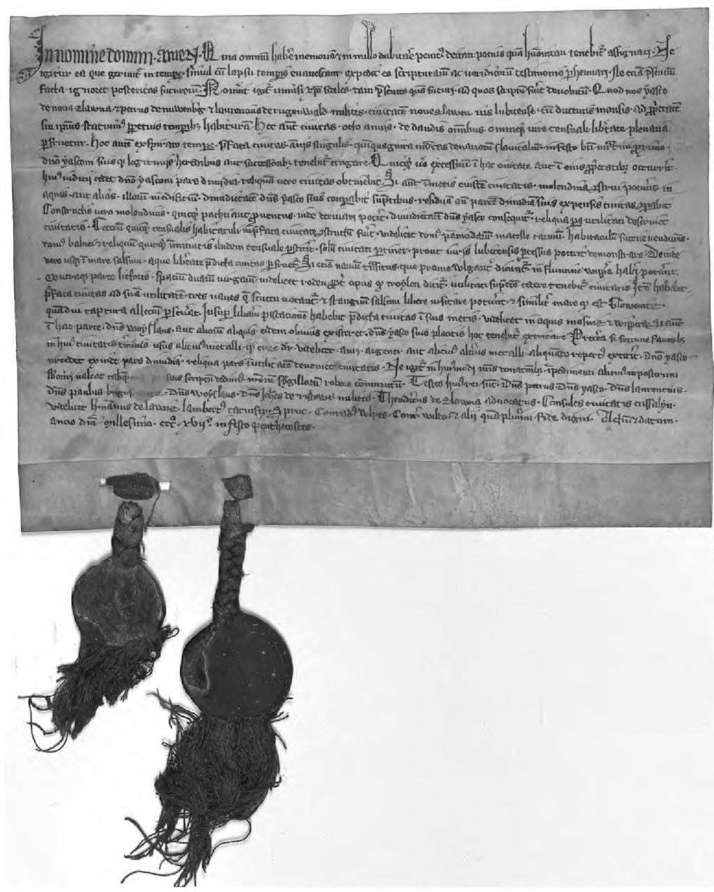 8 Jan Sroka, Włodzimierz Rączkowski Ryc. 1. Akt lokacyjny miasta Sławna z 22 maja 1317 roku (Landesarchiv Greifswald, Rep.