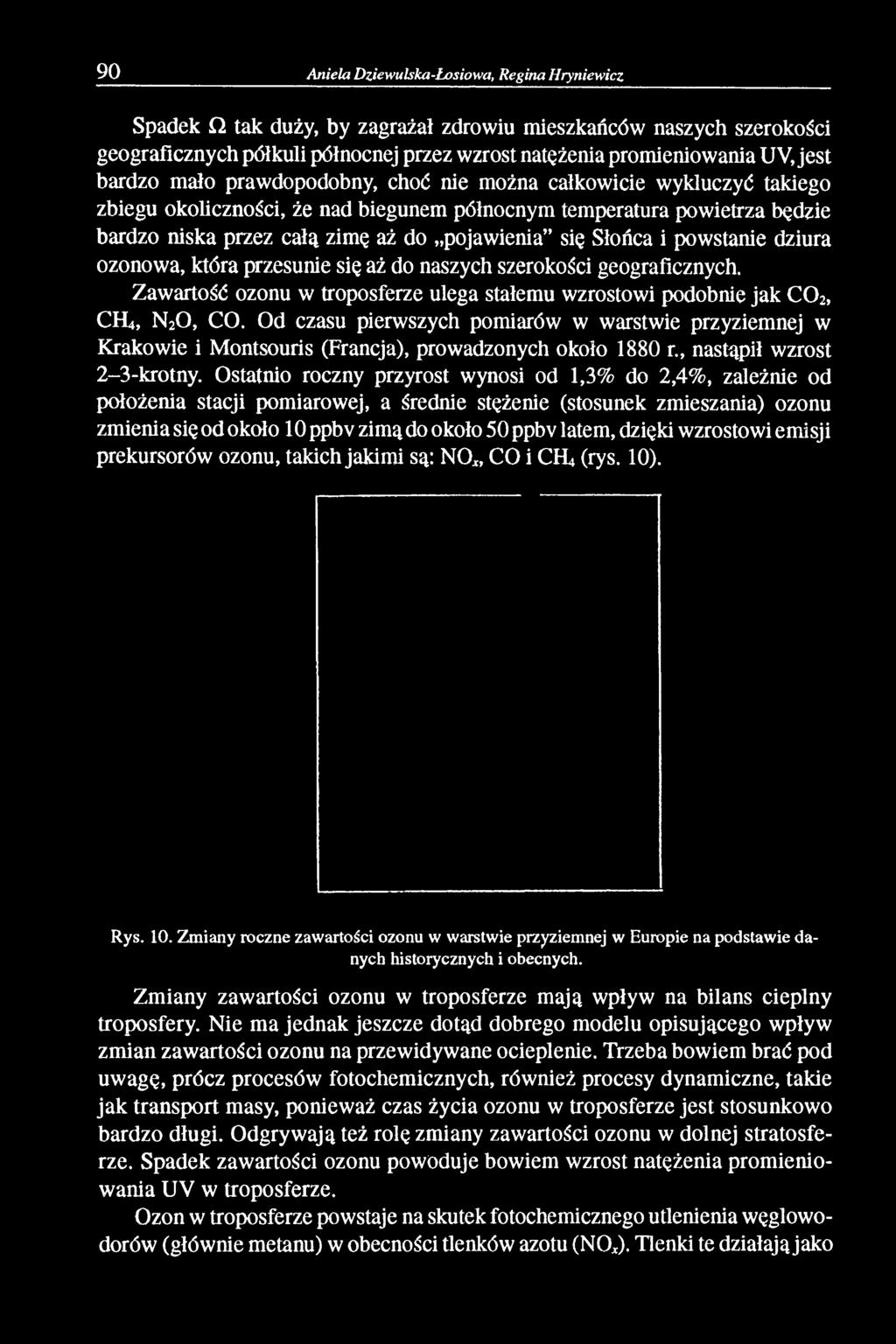Słońca i powstanie dziura ozonowa, która przesunie się aż do naszych szerokości geograficznych. Zawartość ozonu w troposferze ulega stałemu wzrostowi podobnie jak C 02, CH4, N20, CO.