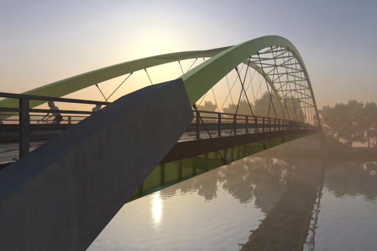 wykonawczy Most łukowy stalowo-betonowy L - rozpiętości przęseł: 15.95 [m] +87.50 [m] +15.