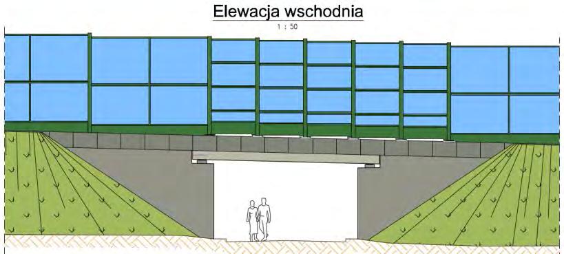 00 m Inwestor: Gmina Wrocław Elewacja Wiadukt WD-2 jest zlokalizowany w ciągu projektowanej drogi i stanowi przejście nad ciągiem pieszo-rowerowym będącym przedłużeniem