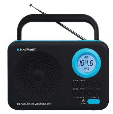 PP11BT Bluetooth do odtwarzania muzyki poprzez profil audiostreaming (A2DP) Odtwarzacz microsd (do 32 GB) Odtwarzanie plików MP3 Radio FM z pamięcią 60 stacji Wejście AUX Zegar z funkcją alarmu i