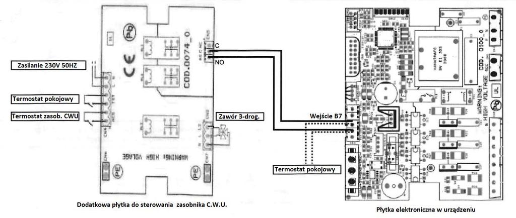 Schemat połączeń dodatkowej płytki zasobnika C.W.U. 2.