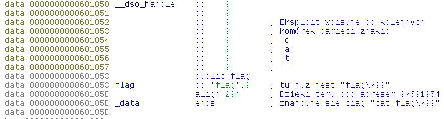 9.1. Zadanie Recho z Rois CTF 2017 Listing 9.9. Wyciek adresów funkcji read, printf, alarm oraz atoi z GOT z serwera organizatorów. $./leak_got.py REMOTE [+] Opening connection to recho.2017.teamrois.