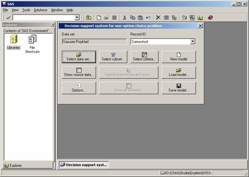 3. Pojawi się okienko programu DSS1OPT. Wciśnij przycisk Select data set.