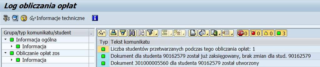 Na ekranie pojawi się informacja o wykonanej korekcie naliczenia Informacje dodatkowe Na saldzie konta