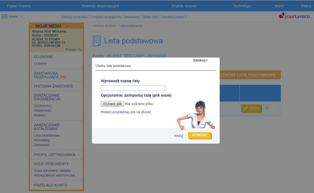 Ekran tworzenia listy podstawowej LISTA PRODUKTÓW PODSTAWOWYCH Nazwa tworzonej listy podstawowej Utwórz listę podstawową poprzez załadowanie z pliku CZY WIESZ,