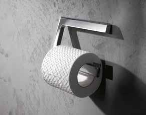 Wyjątkowy design uchwytu na papier zapewnia dużą powierzchnię odkładczą wokół toalety.