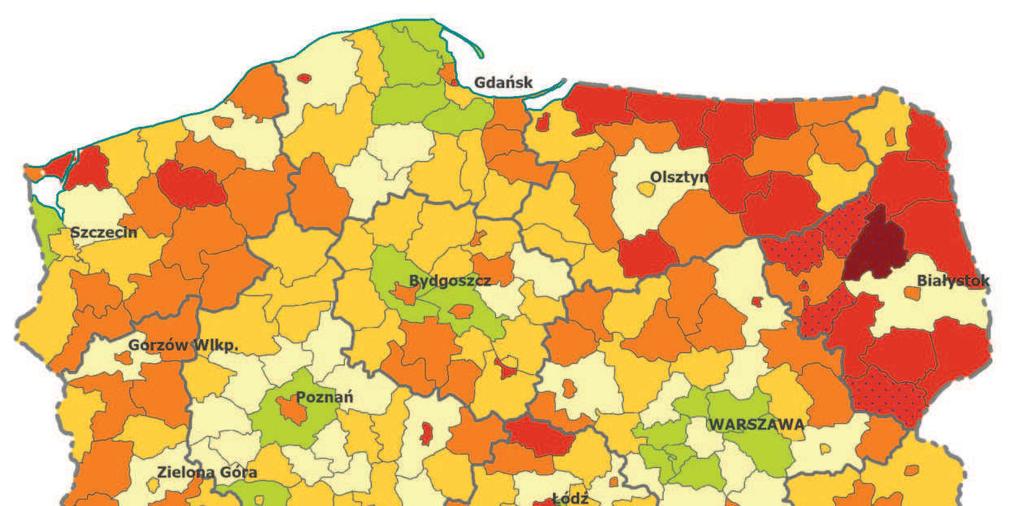Szansą dla nich mogłaby być większa koncentracja osadnicza przy aktualnie niskiej urbanizacji (wschodnia i