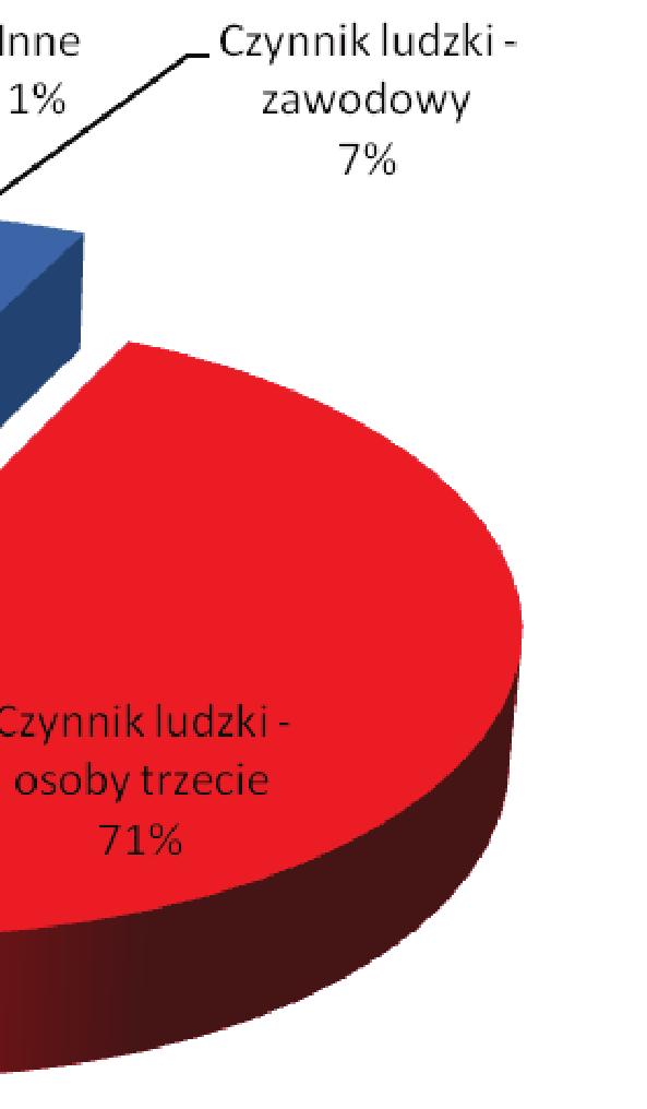 Na rysunku 4 widać, że awarie pojazdów szynowych stanowią aż 11%