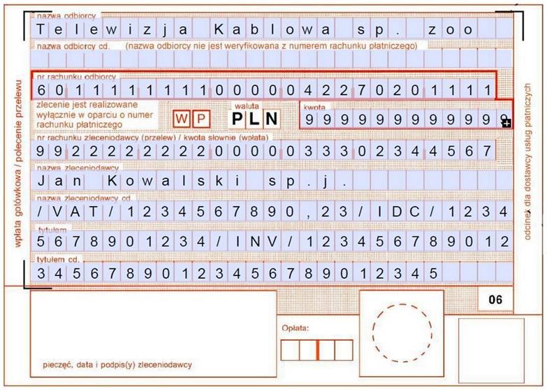 Realizacja przelewu papierowego z wykorzystaniem MPP wprowadzenie danych NOWE POLA OBOWIĄZKOWE UWAGA: aby dokonać przelewu przy zastosowaniu Mechanizmu Podzielonej Płatności nie jest wymagana