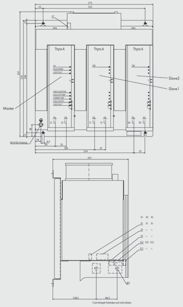 Rysunek wymiarowy Thyro-A 3A 280A