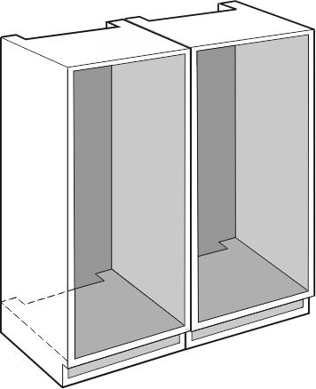 Drzwi mebla u Przy montażu Side-by-Side, gdy dwa urządzenia znajdują się obok siebie, należy zamontować każde urządzenie w osobnej szafce meblowej.