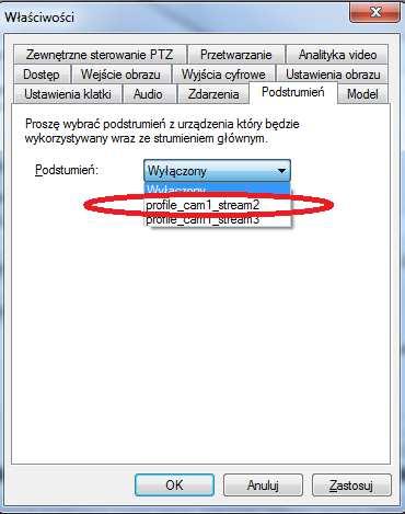 8. Ustawienia strumienia głównego i podstrumienia można dostosować w zakładkach odpowiednio Ustawienia obrazu oraz Podstrumień. Ustawienia te zostaną przesłane go kamery.