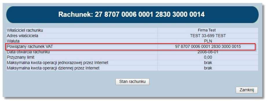RACHUNEK VAT W BANKOWOŚCI INTERNETOWEJ - KBI 11 W przypadku gdy użytkownik posiada przynajmniej jeden rachunek bieżący powiązany z rachunkiem