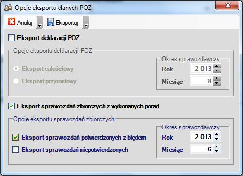 Zmiany wprowadzone w wersji 1.55.0 Moduł POZ Poprawiono mechanizm transportu sprawozdań zbiorczych z badań laboratoryjnych i diagnostycznych POZ za okres styczeń-czerwiec 2013.