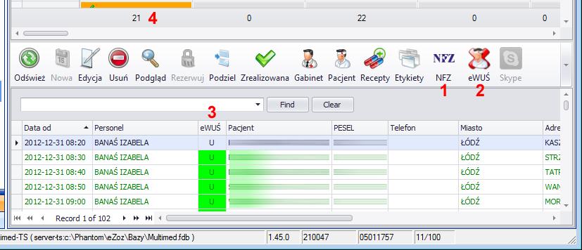 Dodano funkcję wykonania sprawdzenia statusu uprawnień zaznaczonego pacjenta w dniu udzielenie świadczenia (wstecznie program sprawdza tylko informację występującą w bazie danych) lub w dniu bieżącym