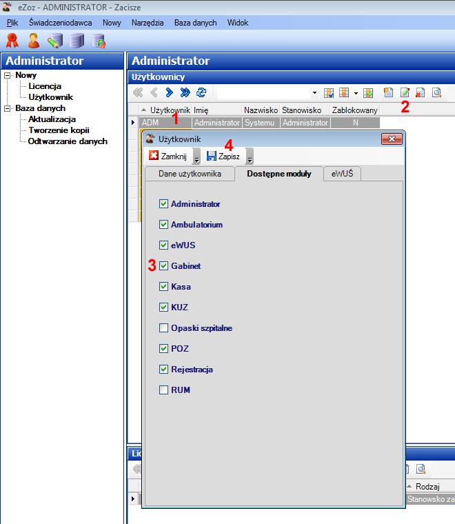 Moduł Gabinet Od wersji 1.46.0 moduł Gabinet dostępny jest jako osobna części programu wywoływana z dedykowanego skrótu do programu na pulpicie lub w menu start, lub z modułu Rejestracja.