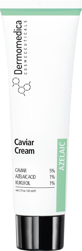 CAVIAR CREAM - NOWOŚĆ CAVIAR 5% AZELAIC ACID 1% KUKUI OIL 1% Formuła kremu opiera się na innowacyjnym połączeniu ekstraktu z kawioru z kwasem azelainowym i olejem kukui.
