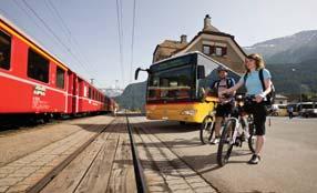 ch GraubündenPass oferta dla rowerzystów Posiadacze biletu podróżują po całym kantonie Gryzonii dowolną ilość razy w ciągu dnia, włączając w