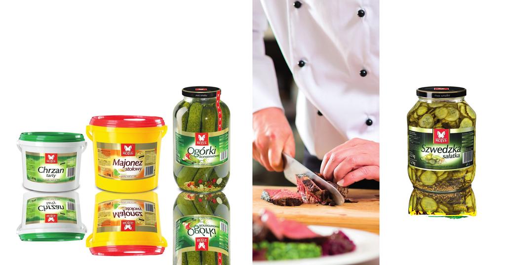 Dla odbiorców gastronomicznych / For bulk consumers Chrzan tarty 1,8 kg / Grated horseradish 1,8 kg Majonez stołowy 5 kg / Table mayonnaise 5 kg Ogórki