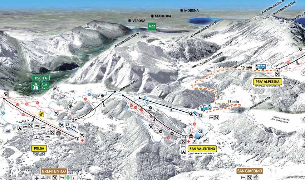 Polsa San Valentino Polsa i San Valentino są ośrodkami typowo szkoleniowymi posiadającymi 40 km tras narciarskich (35 tras zjazdowych o różnej skali trudności) oraz 12 wyciągów krzesełkowych i