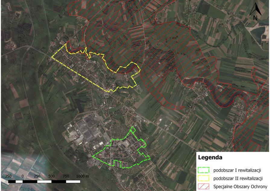 Mapa 9 Lokalizacja obszaru siedliskowego Natura 2000 Dolina Dolnego Sanu względem wyznaczonych podobszarów rewitalizacji na terenie Gminy Gorzyce Źródło: Opracowanie własne na podstawie danych