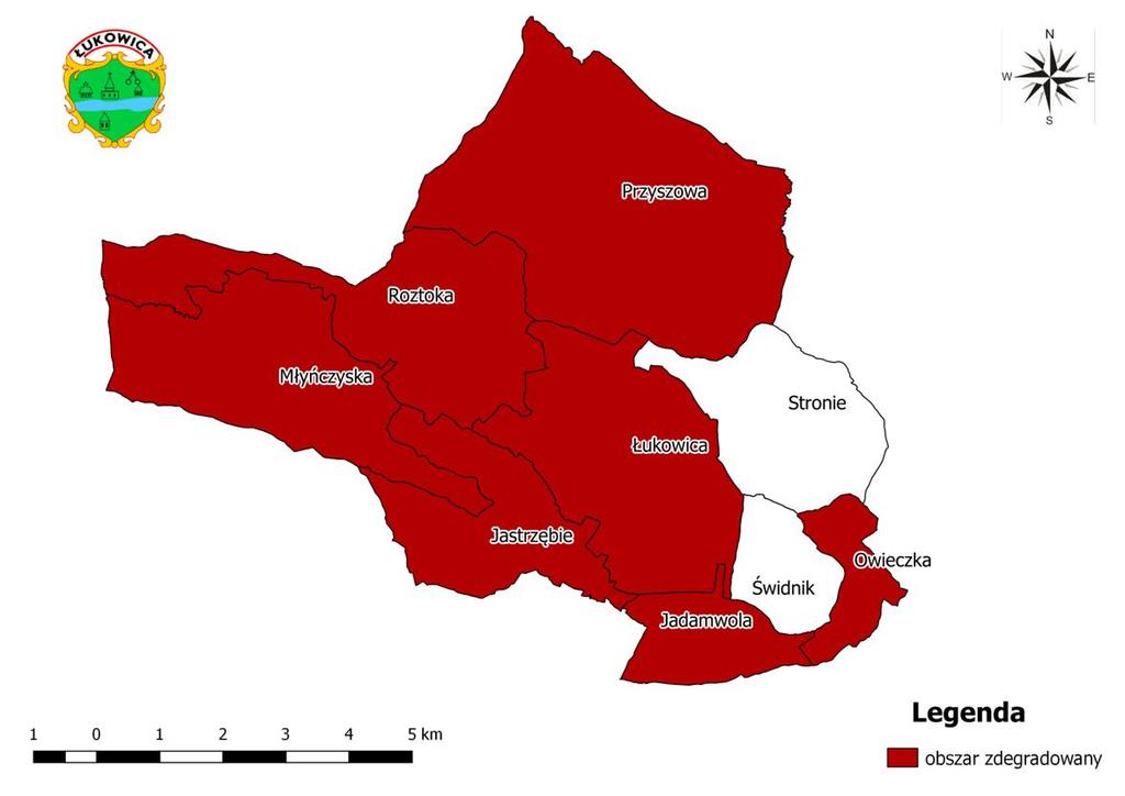 Mapa 1 Granice obszaru zdegradowanego na