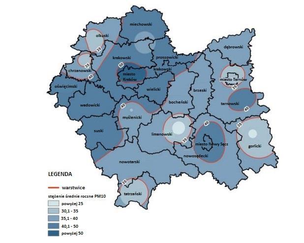 Z uwagi na brak szczegółowych danych, pogłębiona diagnoza w zakresie przekroczenia standardów jakości powietrza przeprowadzona została na podstawie corocznie opracowywanych raportów przez Wojewódzki