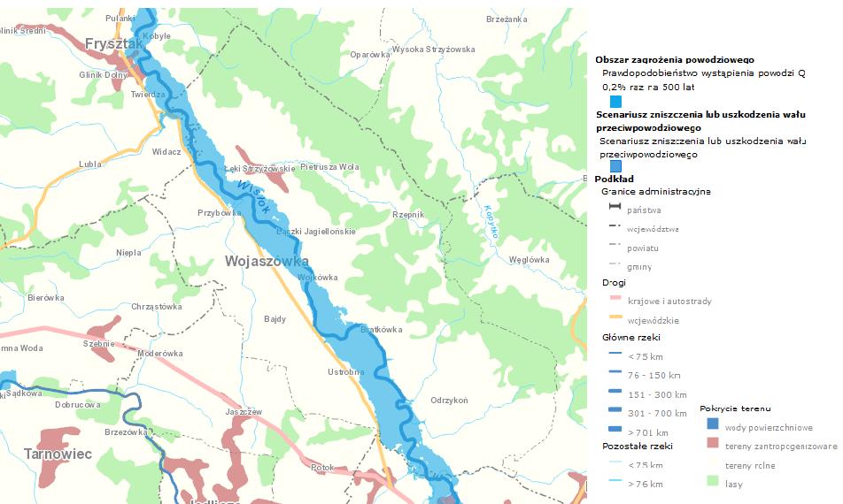 Mapa 7 Obszar zagrożenia powodziowego na terenie Gminy Wojaszówka