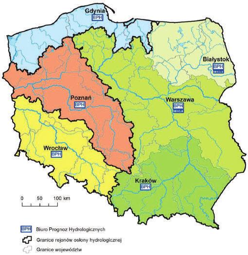 BIURO Biuro Prognoz Hydrologicznych w Poznaniu Biuro Prognoz Hydrologicznych we Wrocławiu REJON OSŁONY HYDROLOGICZNEJ (ZLEWNIA) zlewnia Odry od profilu Słubice (z wyłączeniem profilu Słubice do