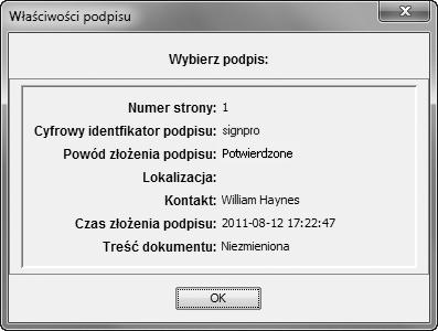8 W razie potrzeby dodaj kolejne podpisy. 9 Kliknij podpis, aby wyświetlić informacje związane z tym podpisem.