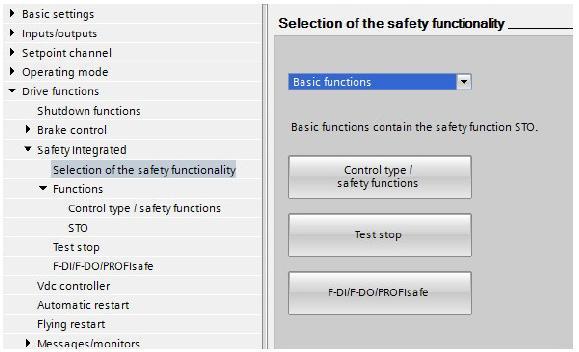 Safety Integrated Wybór funkcjonalności safety w Startdrive 4.