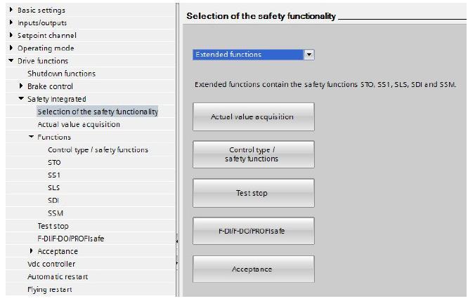 Funkcje rozszerzone zawierają również funkcje Safe Stop 1 (SS1), Safely-limited Speed (SLS), Safe