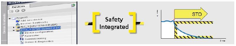 9.4 Uruchomienie podstawowych funkcji Safety Integrated Uruchomienie podstawowych funkcji 9.4.1 Uruchomienie podstawowych funkcji Safety Integrated Podstawowe funkcje Opierając się na przykładzie G120 CU240E-2 PN-F uruchom funkcję Safe Torque Off (STO) przy użyciu zacisków.
