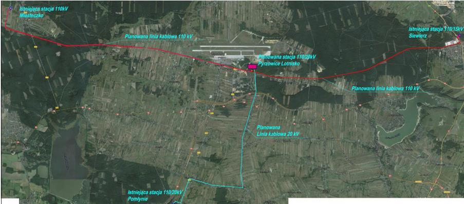 Główne inwestycje do realizacji Zasilanie Portu Lotniczego Katowice w Pyrzowicach przy ul. Wolności 1.