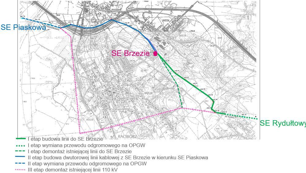 Główne inwestycje do realizacji PRZEBUDOWA LINII 110 kv RYDUŁTOWY-BRZEZIE PIASKOWA - przyłączenie SGL CARBON I SGL GRAPHITE SOLUTIONS kier.
