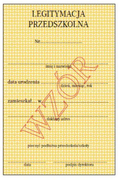 Legitymacja przedszkolna dla dzieci niepełnosprawnych, zwana dalej "legitymacją przedszkolną", ma wymiary 72 x 103 mm i jest drukowana na kartonie offsetowym, o gramaturze nie mniejszej niż 250 g/m,