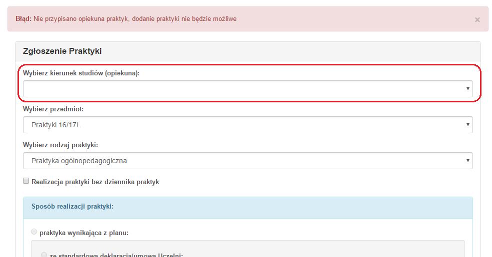 natomiast w przypadku praktyk realizowanych bez dziennika do suplementu zmigruje się czas trwania praktyki wpisany przez studenta do Systemu Przykład: Praktyka zawodowa: Praktyka w zakresie