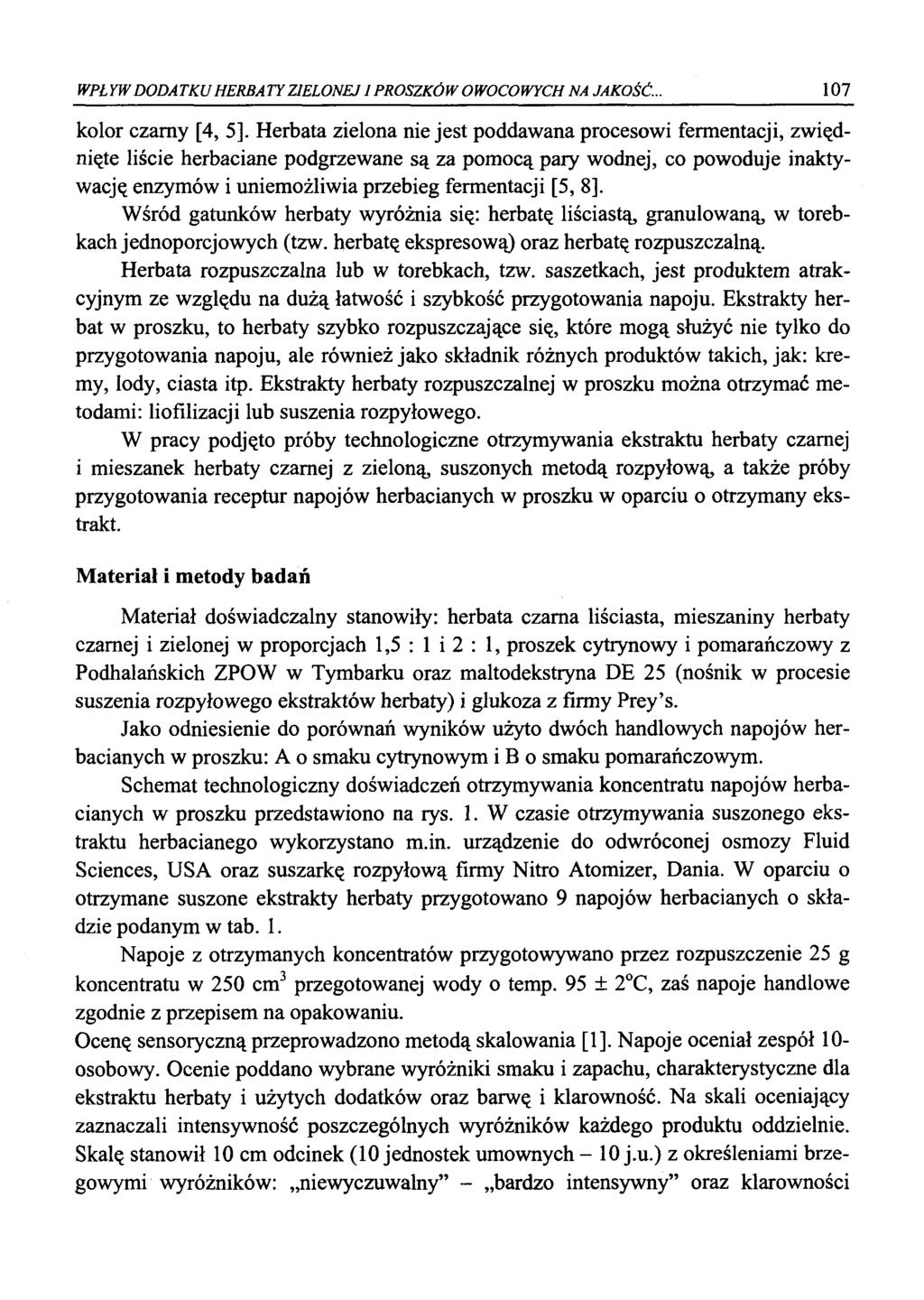 WPŁYW DODATKU HERBATY ZIELONEJ I PROSZKÓW OWOCOWYCH NA JAKOŚĆ.. 107 kolor czarny [4, 5].