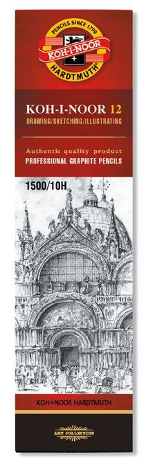 KOH-I-NOOR zestawy 12 ołówków serii 1500 7 1502/I 1502/II 1502/III Komplety ołówków grafitowych serii 1500 w metalowej kasetce.
