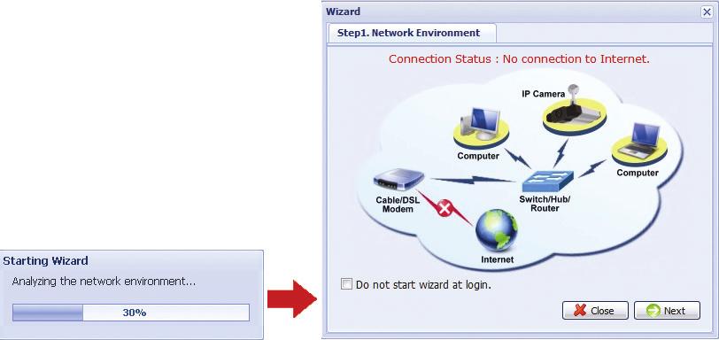 3.2 Konfiguracja sieci z użyciem Kreatora Poprzez przeglądarkę sieciową dostępny jest szybki kreator instalacji umożliwiający zmianę hasła, ustawień daty i czasu oraz konfiguracji sieciowej.