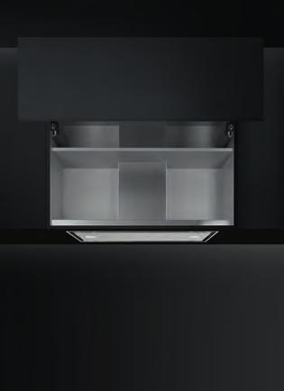 komina: 150 mm Oświetlenie LED (1 x 7 W) Regulacja poziomu natężenia oświetlenia Wskaźnik zabrudzenia filtra węglowego 3 prędkości pracy silnika + tryb intensywny Szczelinowe pochłanianie oparów