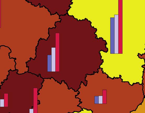 Indeks dynamiki dla lat 2000 2010 (w cenach bieżących) wynosi od 144% w woj.
