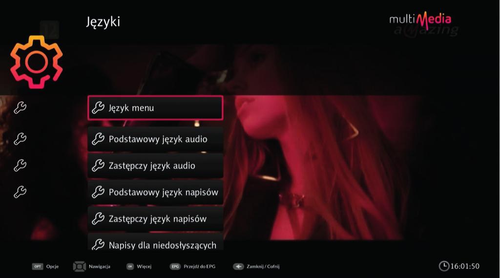 Preferowana ścieżka audio umożliwia wybór ścieżki dźwiękowej dla niedosłyszących lub dla niedowidzących.