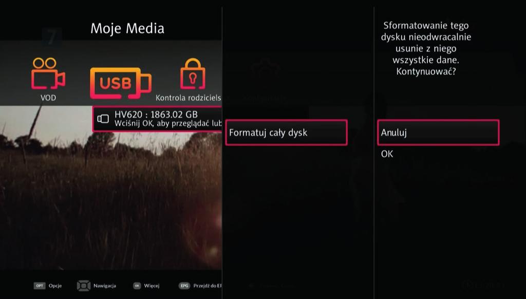 Podczas formatowania zostaje również automatycznie przeprowadzony