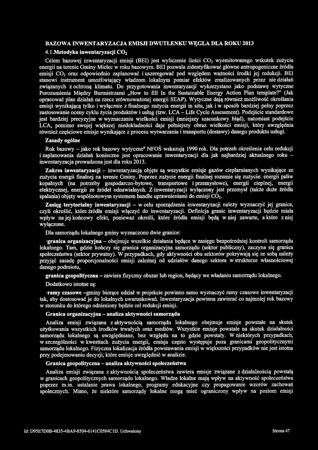 BAZOWA INWENTARYZACJA EM ISJI DWUTLENKU WĘGLA DLA ROKU 2013 4. ł.