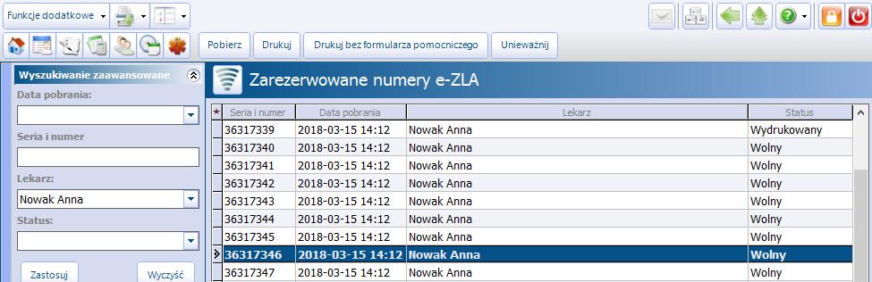 Funkcja dostępna jest w module dodatkowym ezla+ z dwóch miejsc: z poziomu wizyty gabinetowej, po kliknięciu w przycisk zaznaczony na poniższym zrzucie ekranu, po przejściu do ścieżki: Ewidencja >