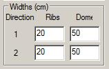 Określ szerokość kopuł i żeber: Wpisz szerokości w każdym kierunku: o Kierunek 1