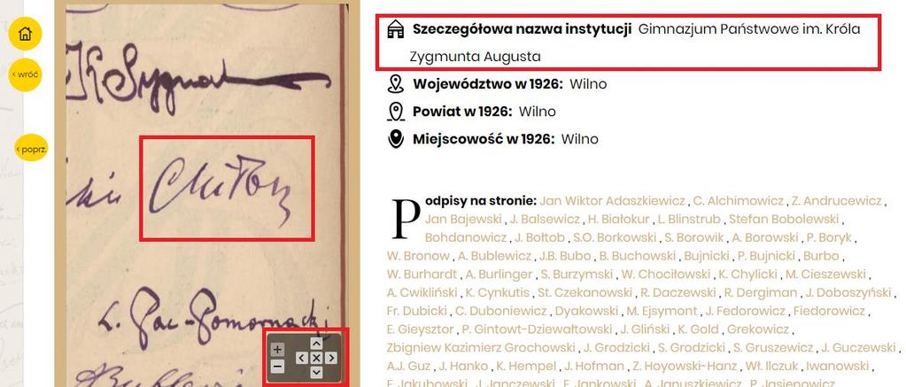 JAK DZIAŁAJĄ WYSZUKIWARKI? SZUKAMY PODPISU CZESŁAWA MIŁOSZA W wyniku tej operacji pozostały nam na liście dwie osoby o takim nazwisku uczące się w Wilnie. W tym jedna chodząca do Gimnazjum im.